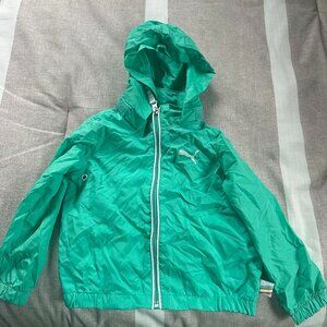 EUC Puma Bright Aqua Toddler Rain Jacket with Back Pouch Sz 2T